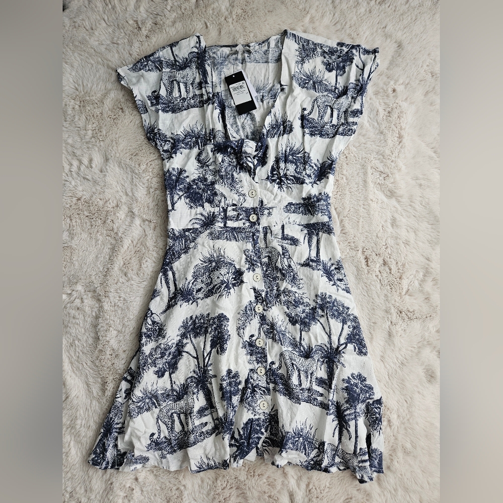 Guess | Blue and White V-Neck Sundress